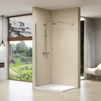 Van Rijn Inloopdouche ST01 120x200 cm Helder Glas 8 mm Met Stabilisatiestang RVS