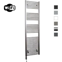 Sanicare elektrische design radiator 45x172cm inox-look met WiFi en thermostaat links zwart
