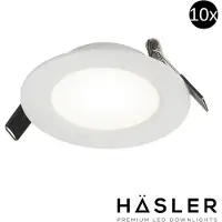 Hasler Inbouwspot Häsler Toscana Incl. Fase Aansnijding Dimbaar 9.2 cm 4 Watt Helder Wit RVS Wit Set 10x