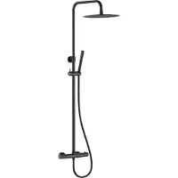 Wiesbaden Ribbd thermostatische regendoucheset opbouw mat zwart