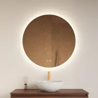 Gliss Design Spiegel Oko Koper Rond LED Verlichting 100 cm Incl. Verwarming