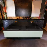 Mondiaz Badkamermeubelset Erin 150 cm met 2 Lades met RIDGE Wastafel Dubbel Urban Zonder Kraangaten Greeploos Mat Greey