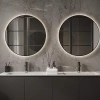 Martens & Meijer Spiegel toronto 80 cm met indirecte verlichting rondom en spiegelverwarming mat zwart
