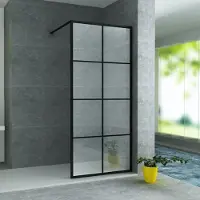 Boss & Wessing Douchewand bws black nuance 140x200 cm veiligheidsglas 8 mm mat zwart raster