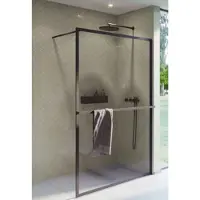 Riho Inloopdouche Lucid GD400 Omkeerbaar Verstelbaar Aluminium 200x90 cm Mat Zwart
