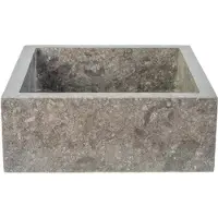 Boss & Wessing Waskom bws stone vierkant 40x40x15 cm gepolijst natuursteen grijs