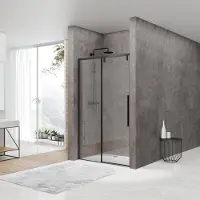 Van Rijn Nisdeur st06 schuifdeur met vaste wand 140x200 cm 8 mm soft close zwart