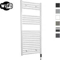 Sanicare elektrische design radiator 60x112cm wit met WiFi en thermostaat rechts zwart