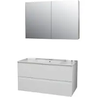 Boss & Wessing Badkamermeubel bws pepper wastafel porselein incl spiegelkast 2 deurs met 1 krg 100x55x46 cm wit