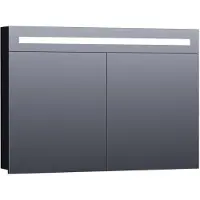 Brauer Promise Spiegelkast 100x70cm MDF 2 Deuren Met Directe LED Verlichting Boven - Mat Zwart - Spiegels, Spiegelkasten - 8720359341259