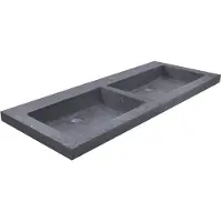 Boss & Wessing Bws wastafel dubbel hardsteen 120x46x5 cm 0 kraangaten mat zwart