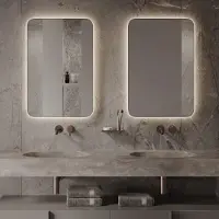 Martens & Meijer Spiegel vegas 45x90 cm met indirecte verlichting en spiegelverwarming geborsteld koper