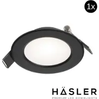 Hasler Inbouwspot Häsler Murcia Incl. Fase Aansnijding Dimbaar 9.2 cm 4 Watt Helder Wit Zwart Set 1x