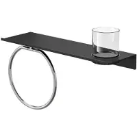 Geesa Planchet met Handdoekring Leev 40 cm Zwart Chroom