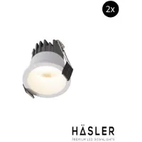 Hasler Inbouwspot Häsler Atrano Incl. Fase Aansnijding Dimbaar 5 cm 3.6 Watt Warm Wit Set 2x