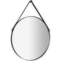Sapho Badkamerspiegel orbiter rond met leren band 70 cm zwart