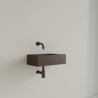 Gliss Design Fontein freya solid marble 40x22x10 cm zonder kraangat rechts mat choco bruin