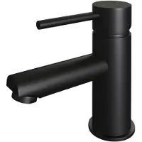 Brauer Inbouw Wastafelmengkraan Black Edition Coldstart Gebogen Uitloop Korte Ronde Hendel Mat Zwart Met Rozetten
