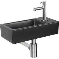 Differnz Hator fonteinset - 9x37.5x18.5cm - Rechthoek - 1 kraangat - Zwart