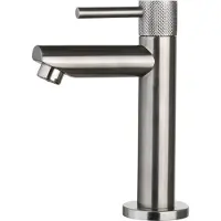 Sanilux Fonteinkraan opbouw ribb rond met geribbeld knop gunmetal