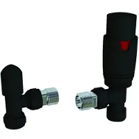 Boss & Wessing Radiator aansluitset bws valve 15mm met haakse aansluiting mat zwart