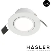 Hasler Inbouwspot Häsler Ancona Incl. Fase Aansnijding Dimbaar 8 cm 4 Watt Helder Wit RVS Set 5x