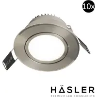 Hasler Inbouwspot Häsler Tordera Incl. Fase Aansnijding Dimbaar 8 cm 4 Watt Helder Wit RVS Set 10x