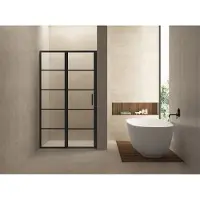 Wiesbaden Nisdeur Horizon met Vast Paneel 90x200 cm 8 mm NANO Mat Zwart