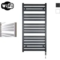 Sanicare Elektrische radiator hwv - moda met wifi 120x60 cm mat zwart 876w met thermostaat chroom rechtsonder