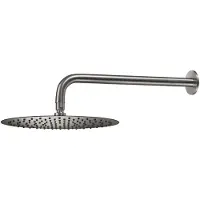 Qisani Hoofddouche Flow met wanddouchearm Ø 30 cm Geborsteld RVS