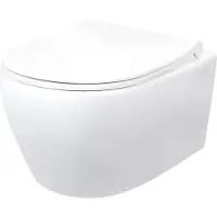 BELVIT Hangtoilet zonder spoelrand, wit, keramisch – Wandtoilet zonder deksel, diepspuitmodel