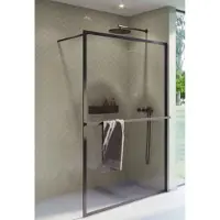 Riho Inloopdouche Lucid GD400 Omkeerbaar Verstelbaar Aluminium 200x120 cm Mat Zwart