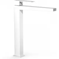 Tres Wastafelmengkraan slim exclusive vierkant met hendel hoog mat wit