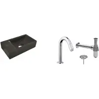 Wiesbaden Fonteinpack natuursteen links 36x18x9 cm chroom