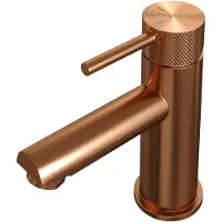 Brauer Wastafelmengkraan Copper Carving Coldstart Opbouw Laag Ronde Hendel Geborsteld Koper PVD PVD