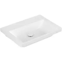 Villeroy & Boch Wastafel subway 3.0 met ceramicplus zonder kraangat zonder overloop 65x47x16.5 cm stone white