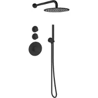 Sanilux Doucheset Inbouw Deluxe Giles Met Box Thermostaat Douchekop 25 cm Rond Mat Zwart
