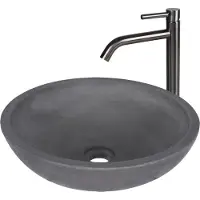 Differnz Waskomset ravano beton 40x12 cm antraciet met hoge wastafelkraan gunmetal
