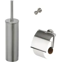 Geesa Toiletset Accessoires Nemox met Toiletborstel Toiletrolhouder en Handdoekhaak RVS