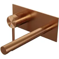 Brauer Copper Edition ColdStart wastafelkraan inbouw rechte uitloop met achterplaat model A2 koper geborsteld PVD