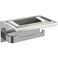 Best design Toiletrolhouder met Telefoonplankje 18x12 cm Chroom (zonder telefoon)