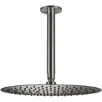 Qisani Hoofddouche flow met plafonddouchearm ø 30 cm geborsteld rvs