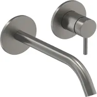 Ivy Aia Bond Eenhendel wastafelmengkraan afbouwdeel 2-gats wandmontage met gebogen uitloop, coldstart Geborsteld metal black PVD