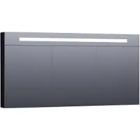 Brauer Promise Deluxe Spiegelkast 139x70cm MDF 3 Deuren Met Directe LED Verlichting Boven - Mat Zwart - Spiegels, Spiegelkasten - 8720359342515