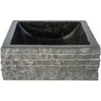 Boss & Wessing Waskom bws stone vierkant 40x40x15 cm natuursteen zwart