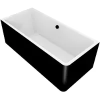 Polysan Ligbad marlene 175x75x63 cm asymmetrisch links zwart /wit