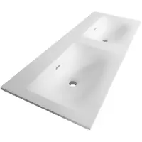 Saniclass Wastafelblad Fiora 140.5x46cm 2 wasbakken 0 kraangaten rechthoek Fine Stone wit mat