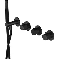 Hotbath Thermostatische Douche/Badkraan Cobber X Inbouw Met 2 Stopkranen En Handdouche Mat Zwart