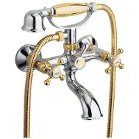 Sapho Antea Wandgemonteerde badmengkraan incl. douchehandset, chroom/goud