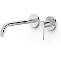 Tres Wastafelmengkraan inbouw study exclusive 2-gats gebogen uitloop 24 cm en hendel chroom